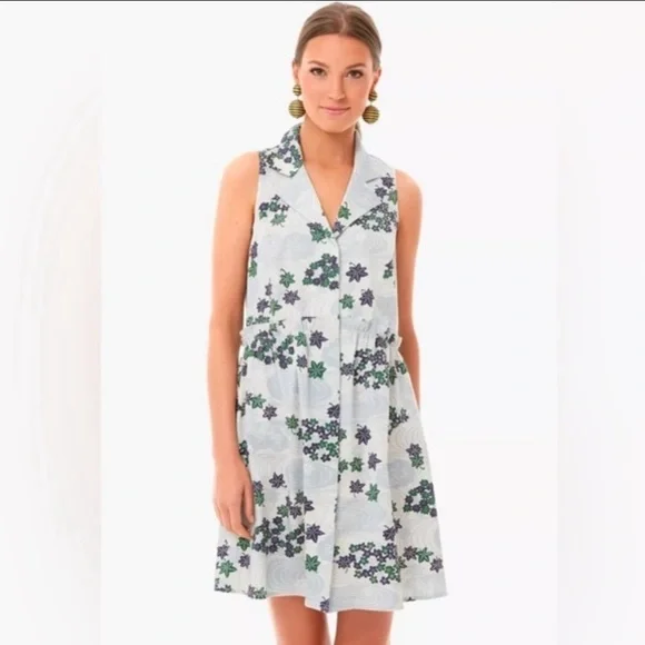 Tuckernuck Royal Shirtdress Coastal Preppy Province Breeze Floral Print Blue S - Picture 15 of 15